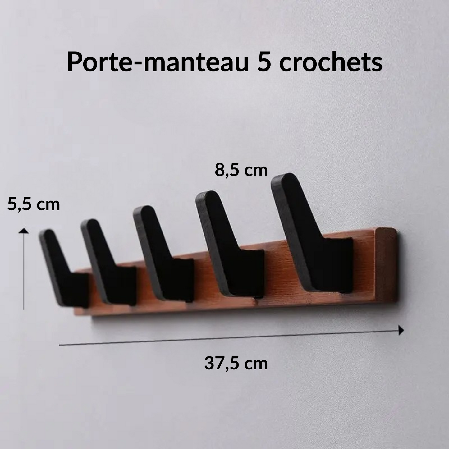 Porte manteau mural multi-crochet en bois naturel - MINIMA