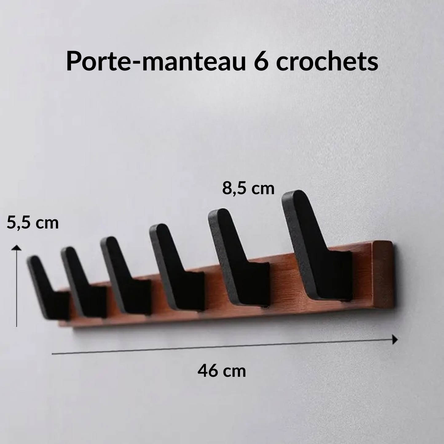Porte manteau mural multi-crochet en bois naturel - MINIMA