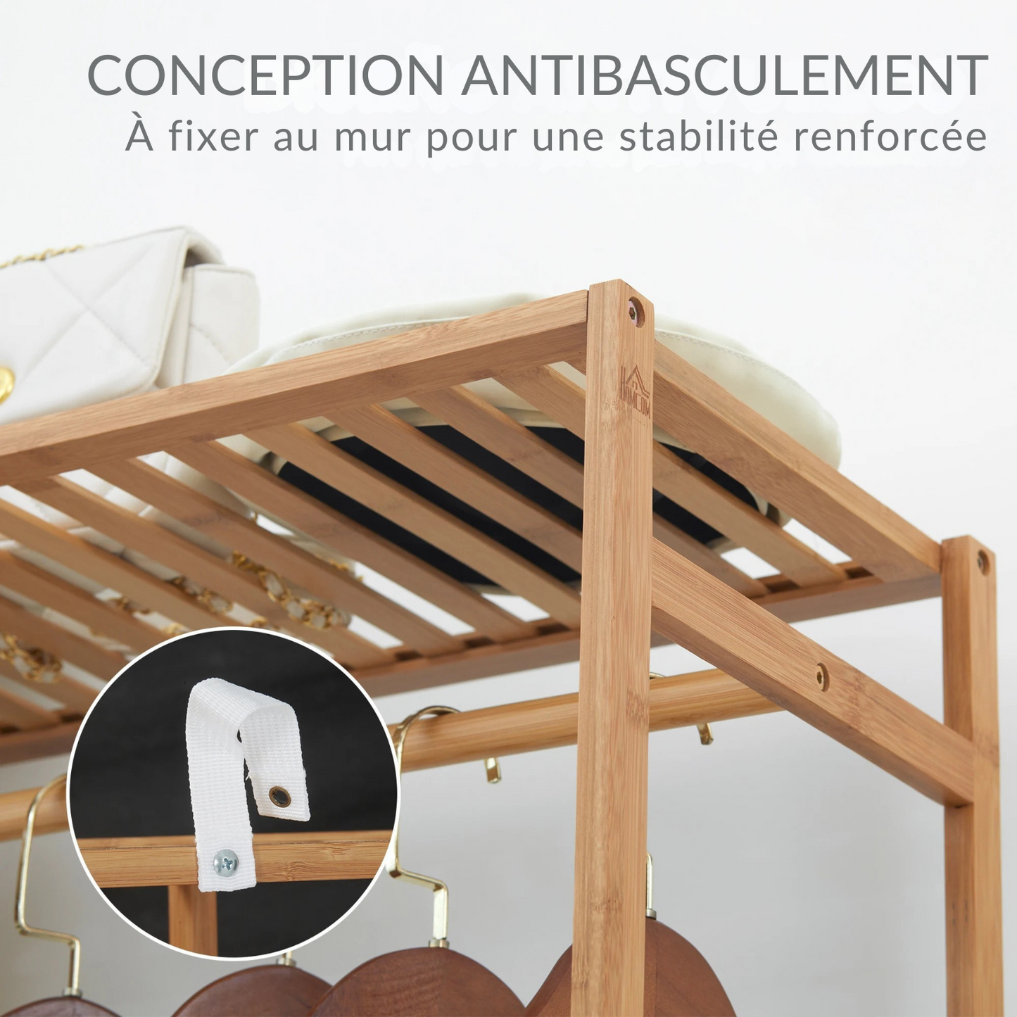 Portant vêtement ouvert en bois - ROBURA