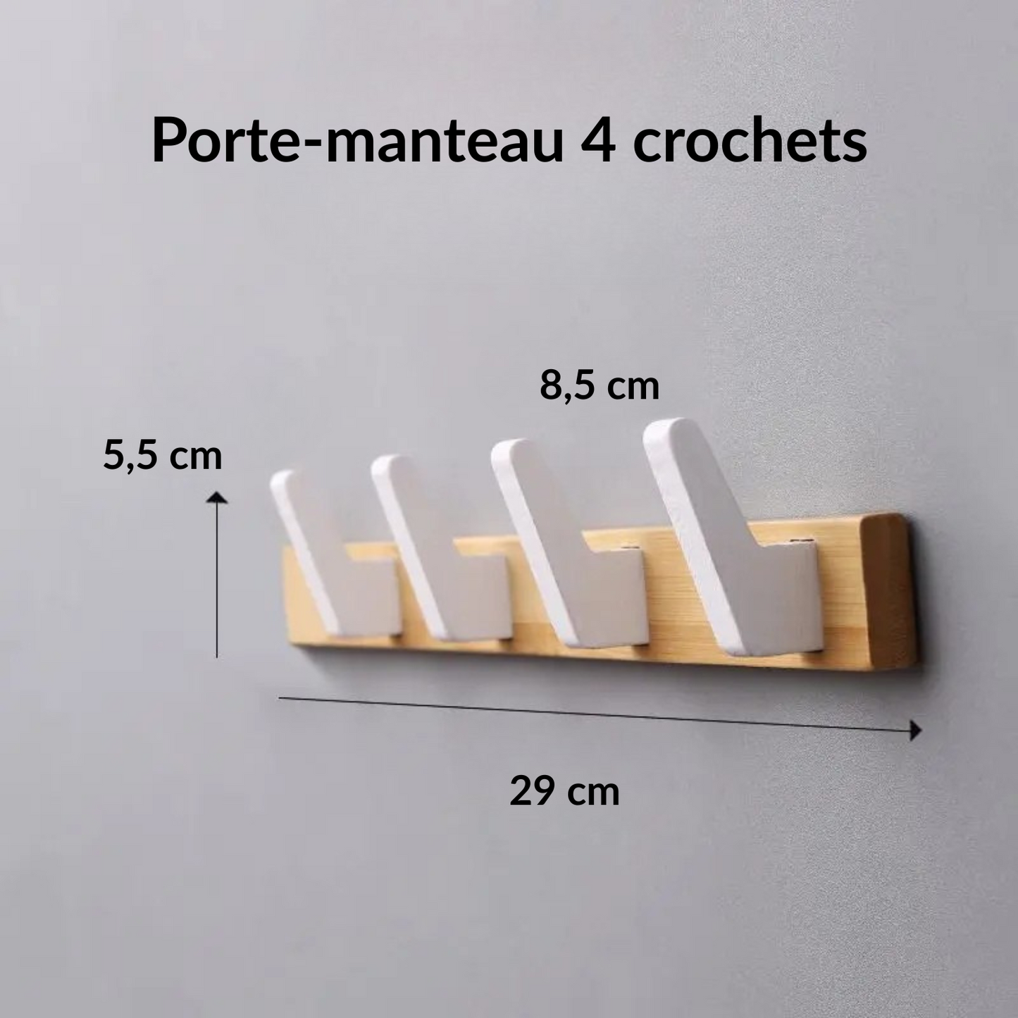 Porte manteau mural multi-crochet en bois naturel - MINIMA