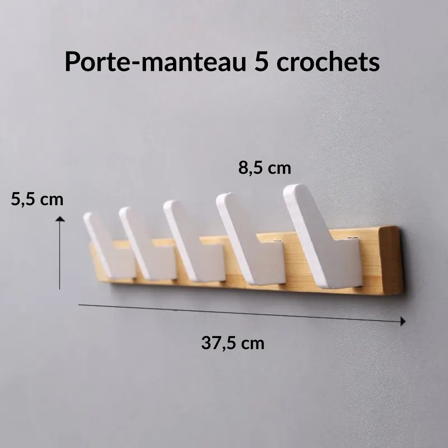Porte manteau mural multi-crochet en bois naturel - MINIMA