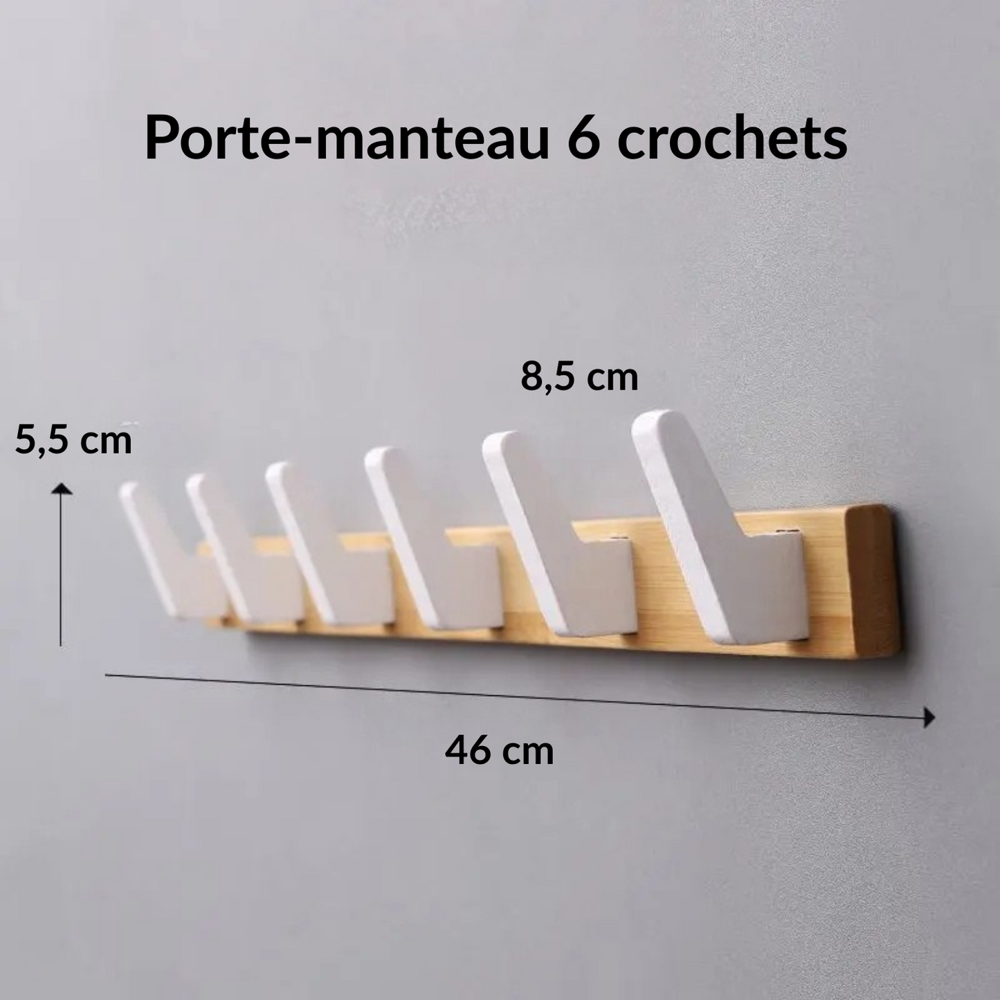 Porte manteau mural multi-crochet en bois naturel - MINIMA