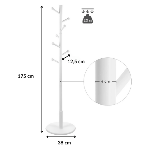 Porte manteau sur pied design en bois blanc - LINEA ALBA