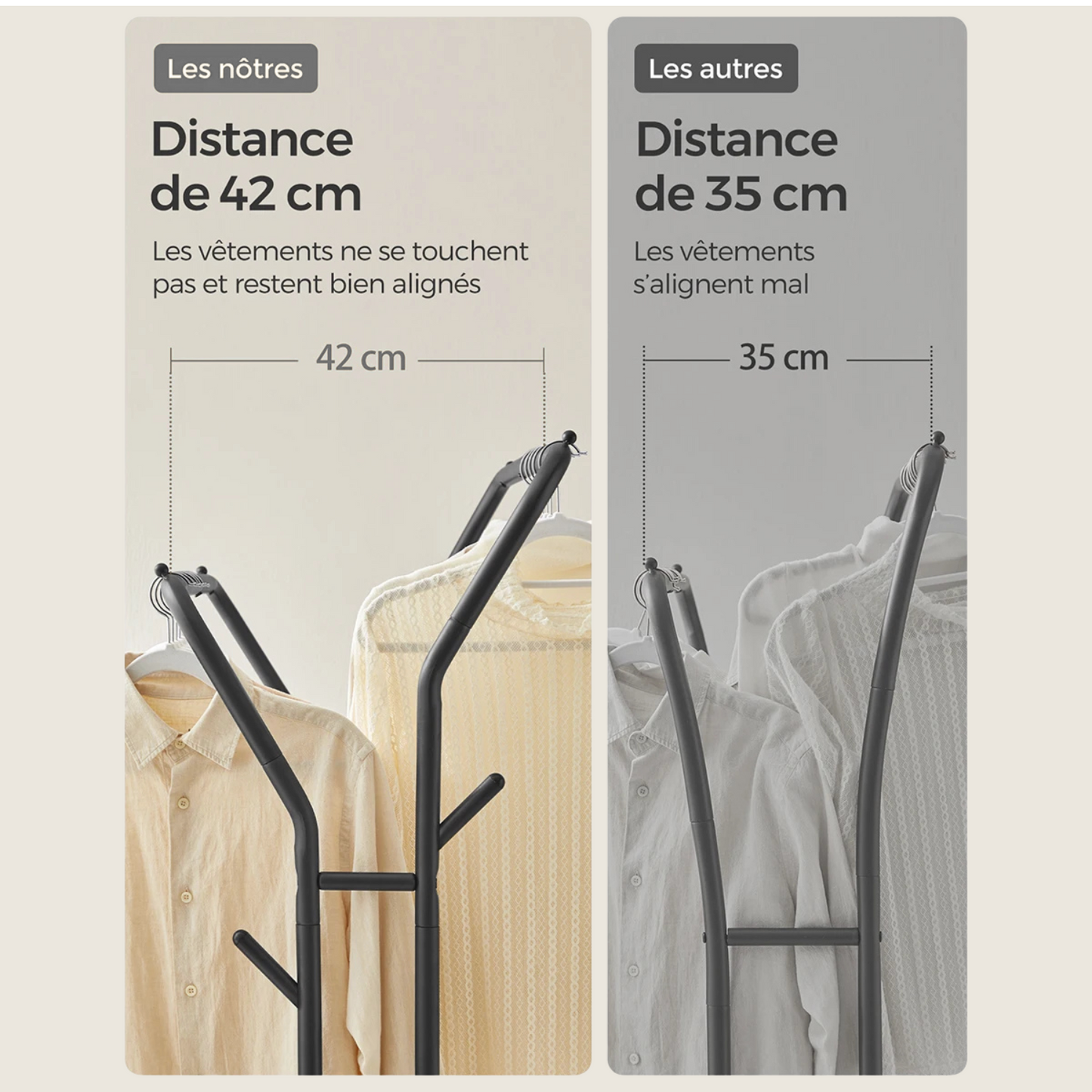 Portant vêtements noir et mobile double barre - DUPLEX RATIO