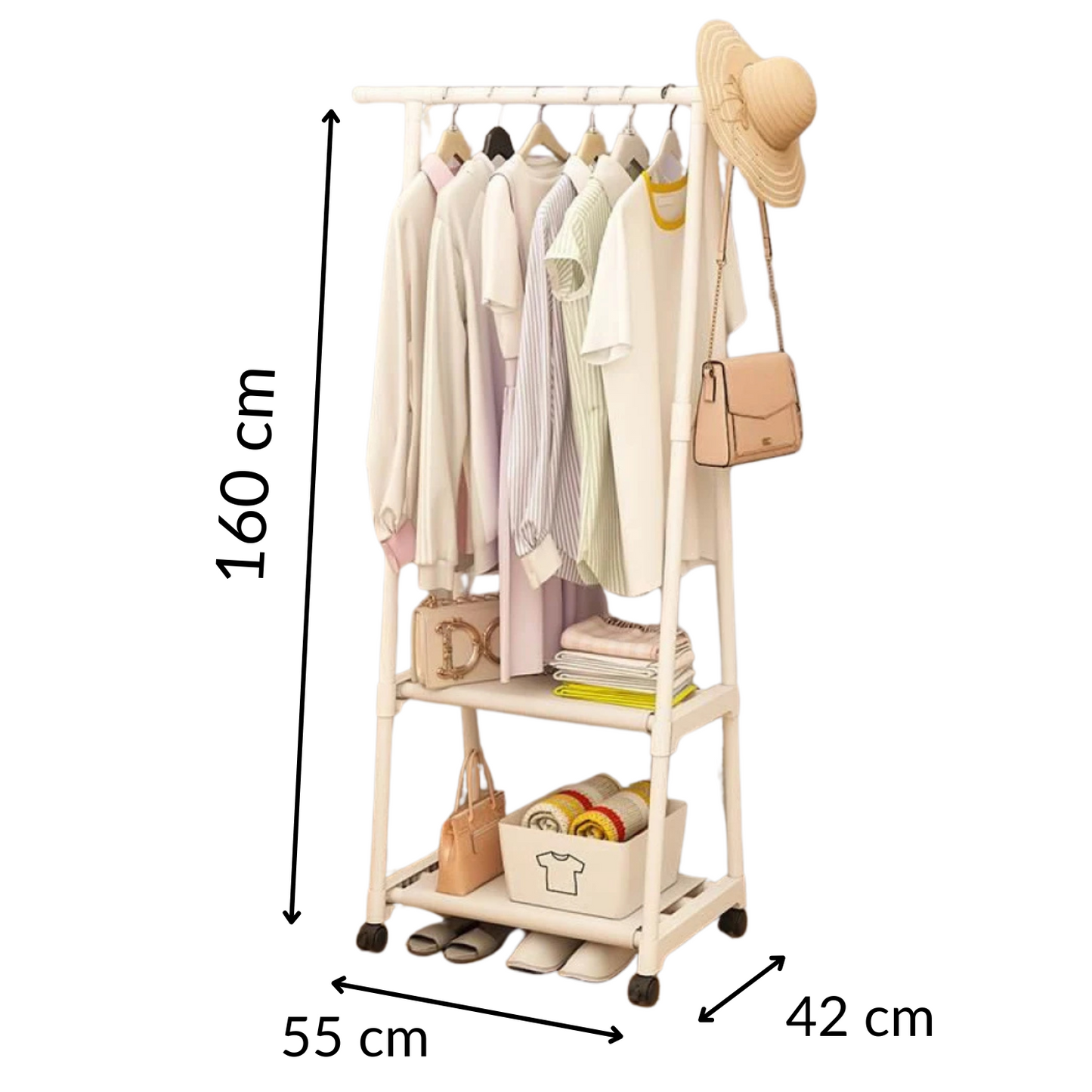 Portant vêtements mobile avec étagères - PORTATIO