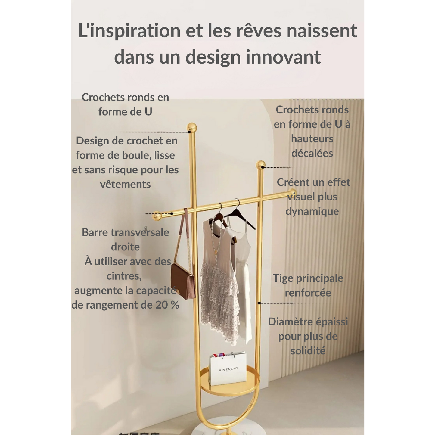 Porte manteau sur pied design avec base circulaire - ARCULUM