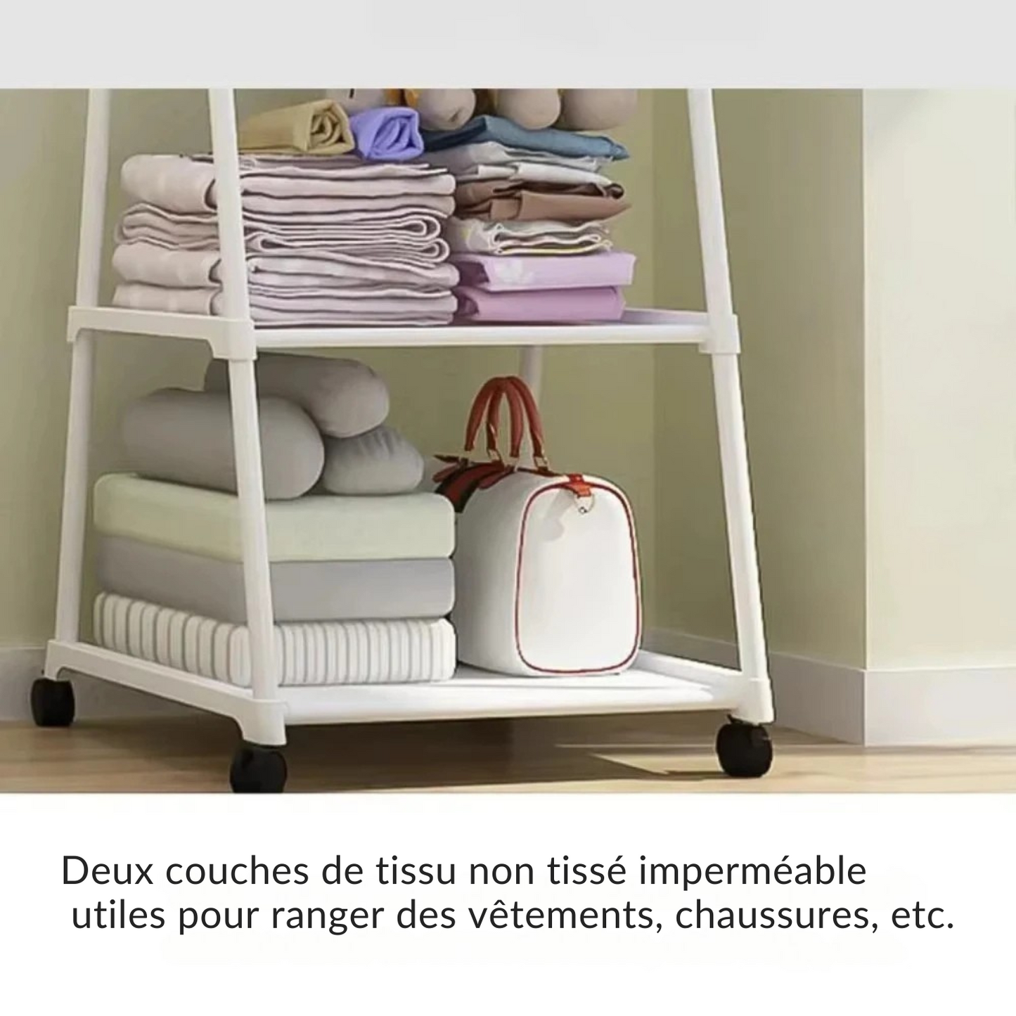 Portant vêtements mobile avec étagères - PORTATIO