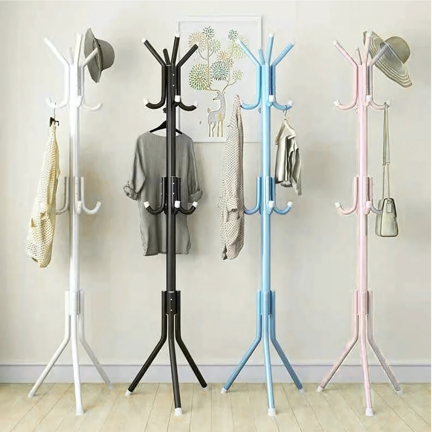 Porte manteau sur pied perroquet avec plusieurs crochets- FACILIO