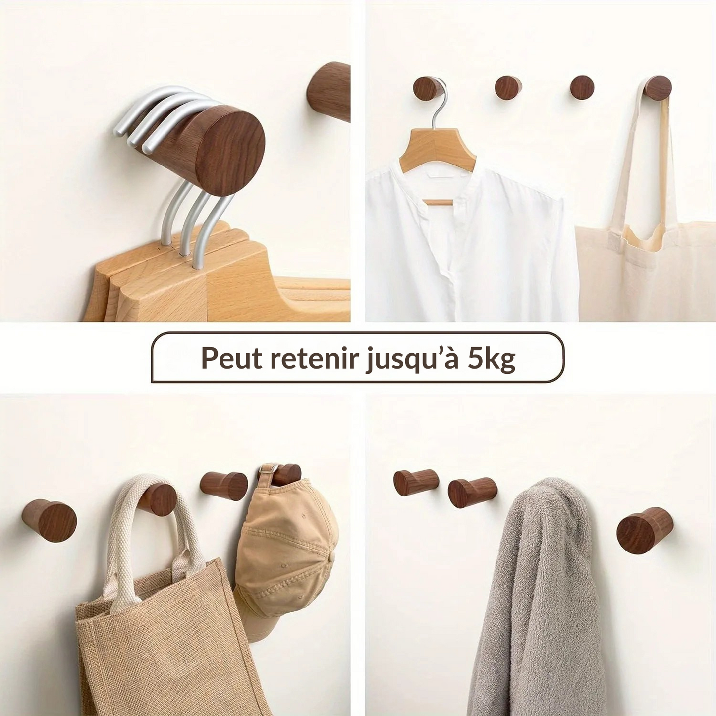 Patere murale simple en bois massif – FIXA