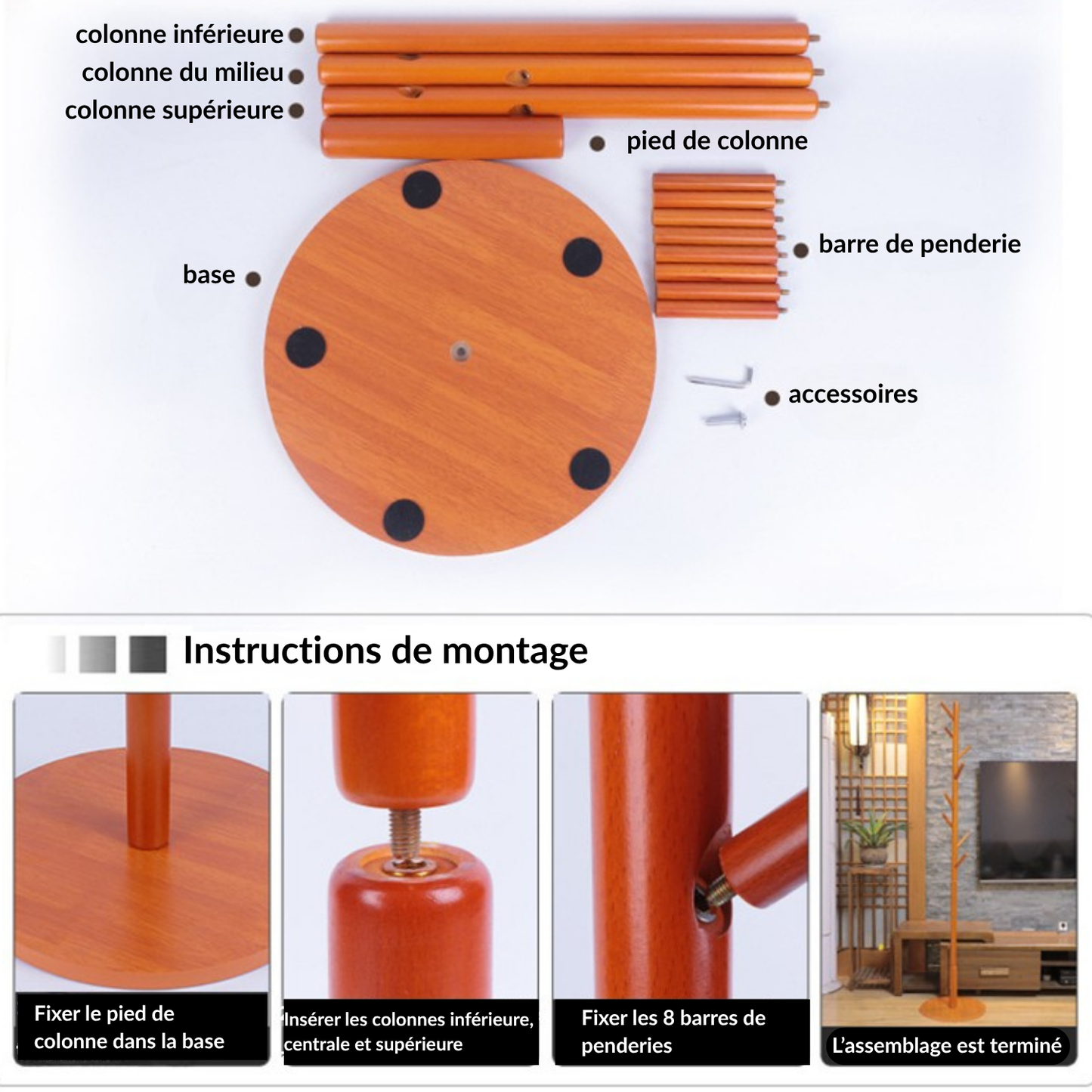 Porte manteau sur pied en bois de hêtre – LIGNA