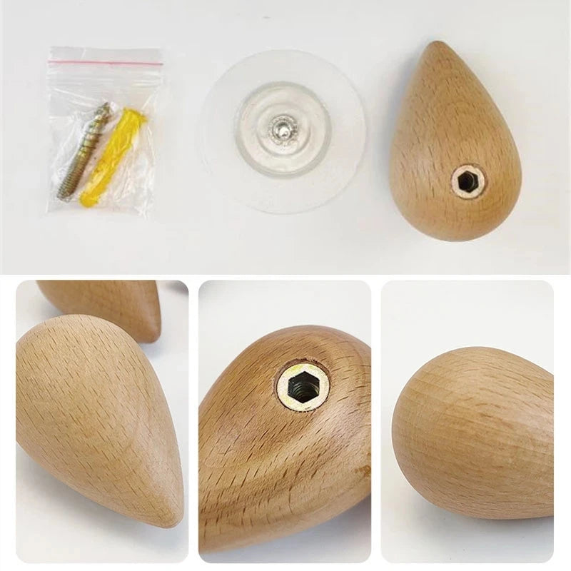 Patere murale design en bois en forme de goutte - PLUVIA