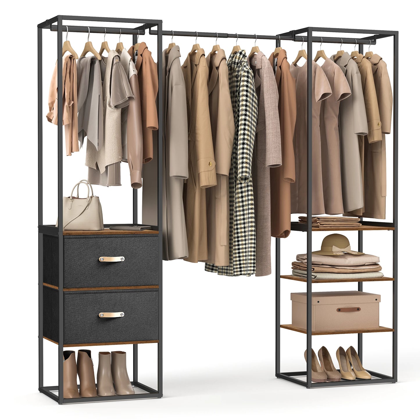 Portant vêtement dressing double avec étagères & tiroirs - CAPSULA