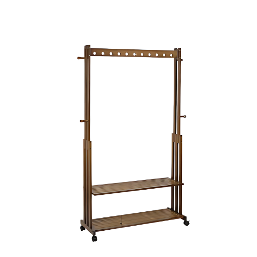 Portant vêtements en bois avec étagères & roulettes – AXIS LIGNI