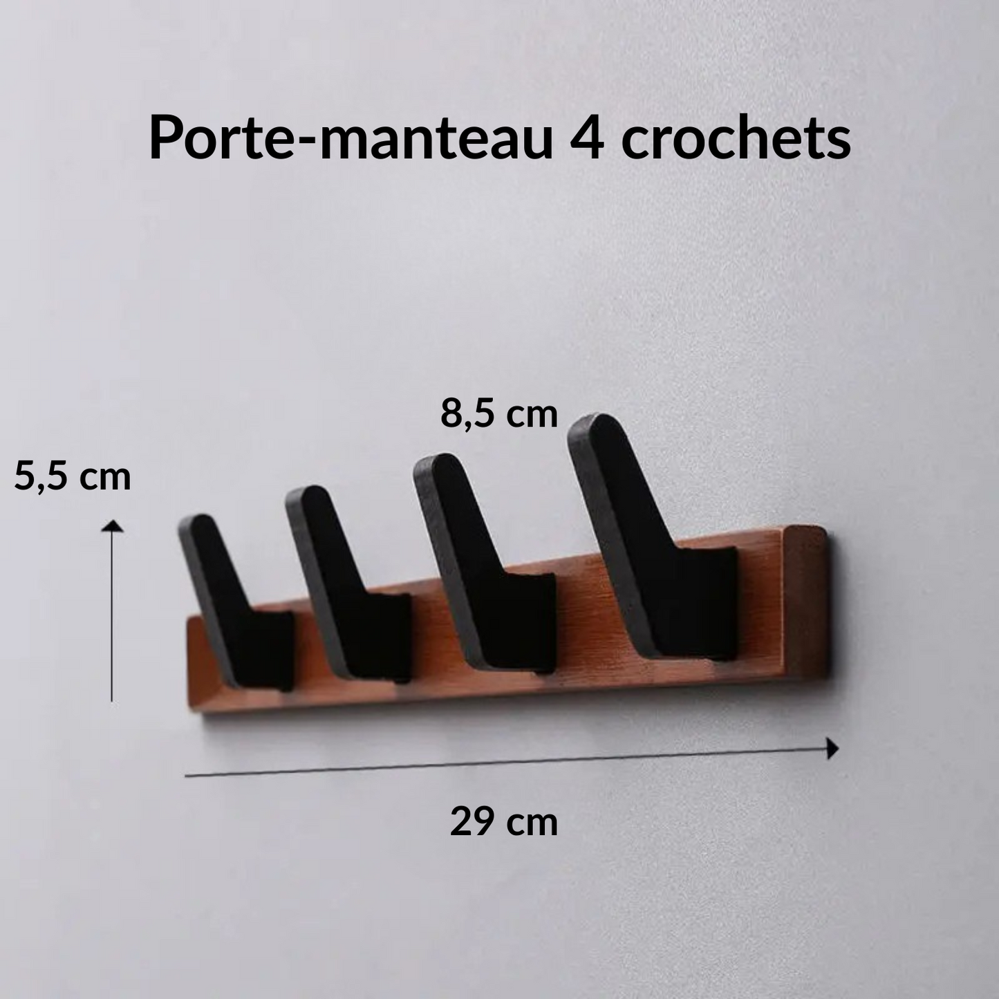 Porte manteau mural multi-crochet en bois naturel - MINIMA