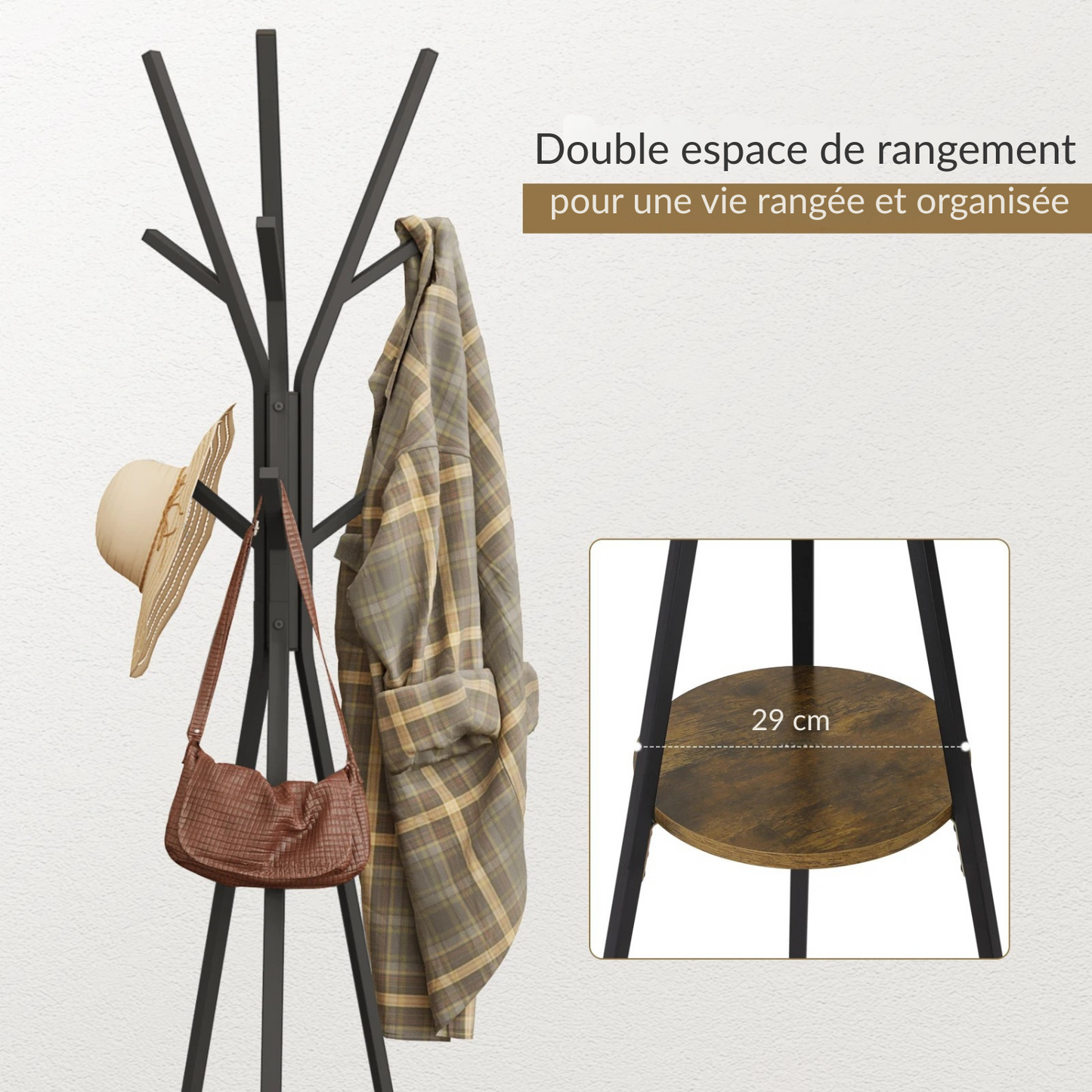 Porte manteau sur pied design avec tablette - TRIPOSA