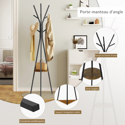 Porte manteau sur pied design avec tablette - TRIPOSA