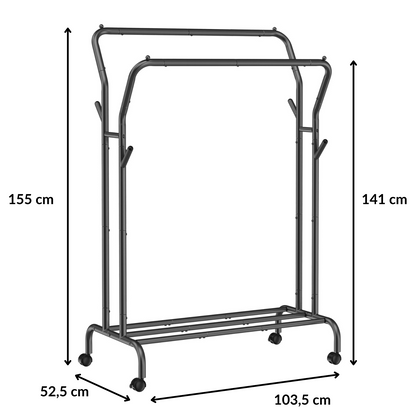 Portant vêtements noir et mobile double barre - DUPLEX RATIO