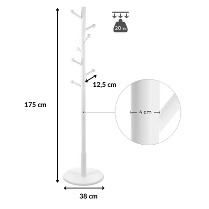 Porte manteau sur pied design en bois blanc - LINEA ALBA