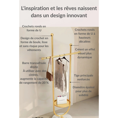 Porte manteau sur pied design avec base circulaire - ARCULUM