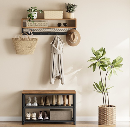 Porte-manteau mural avec banc de rangement - STRUCTURA DUO