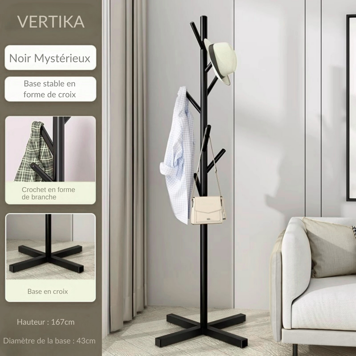 Porte manteau sur pied en métal linéaire - VERTIKA
