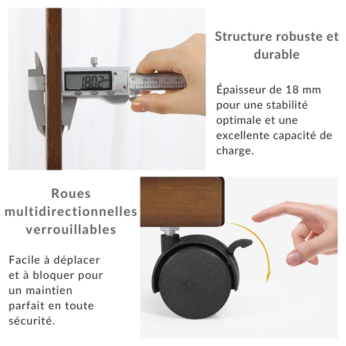 Portant vêtements en bois avec étagères & roulettes – AXIS LIGNI