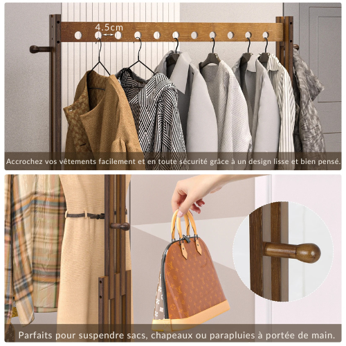 Portant vêtements en bois avec étagères & roulettes – AXIS LIGNI