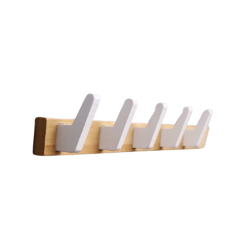 Porte manteau mural multi-crochet en bois naturel - MINIMA