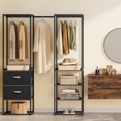 Portant vêtement dressing double avec étagères & tiroirs - CAPSULA