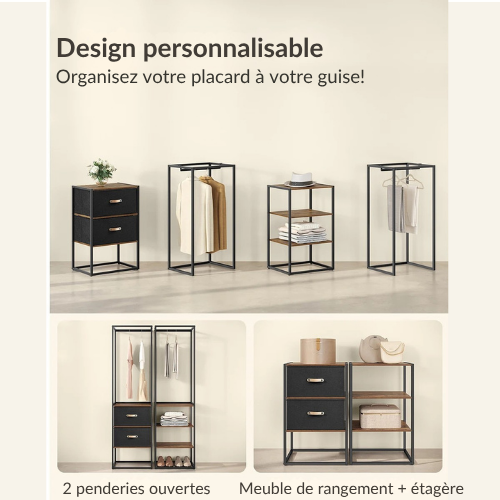 Portant vêtement dressing double avec étagères & tiroirs - CAPSULA