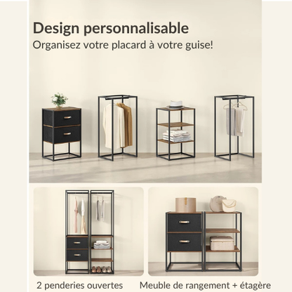 Portant vêtement dressing double avec étagères & tiroirs - CAPSULA