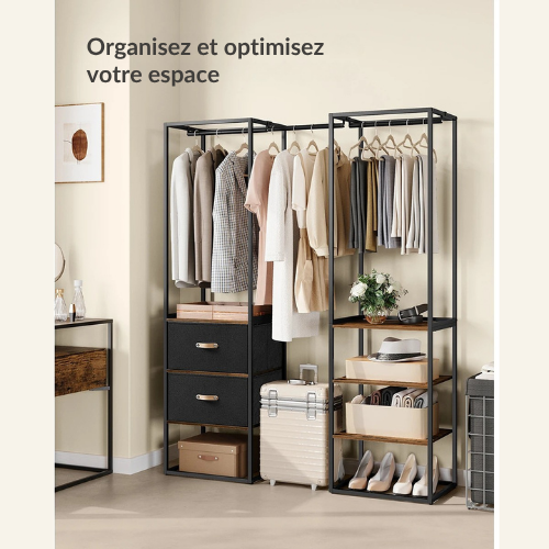 Portant vêtement dressing double avec étagères & tiroirs - CAPSULA