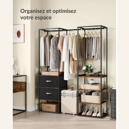 Portant vêtement dressing double avec étagères & tiroirs - CAPSULA