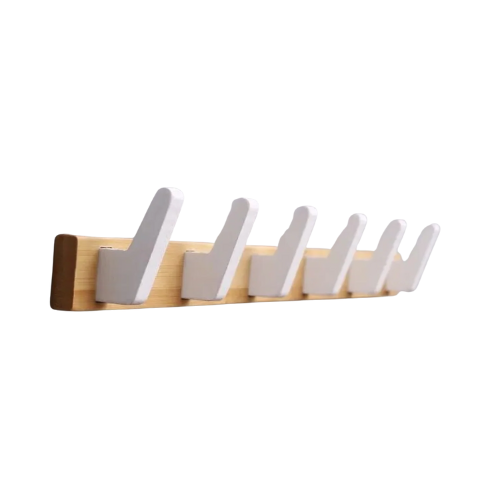 Porte manteau mural multi-crochet en bois naturel - MINIMA