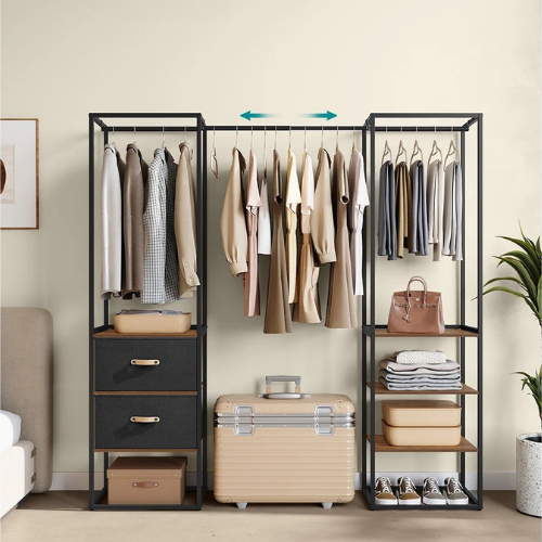 Portant vêtement dressing double avec étagères & tiroirs - CAPSULA