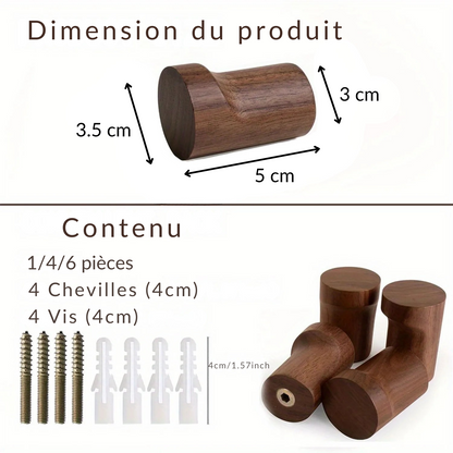 Patere murale simple en bois massif – FIXA