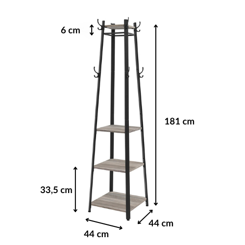 Porte manteau colonne sur pied avec étagères - LOCELLA