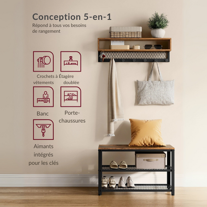 Porte-manteau mural avec banc de rangement - STRUCTURA DUO