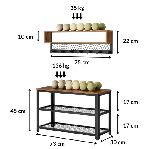 Porte-manteau mural avec banc de rangement - STRUCTURA DUO