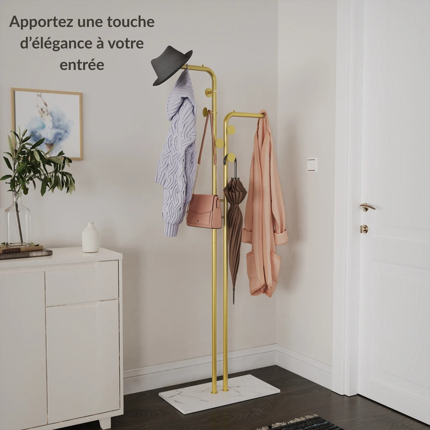 Porte manteau sur pied doré & moderne - AUREA