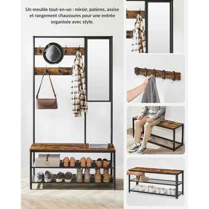 Vestiaire d’entrée industriel avec miroir et crochet - SPECULUM
