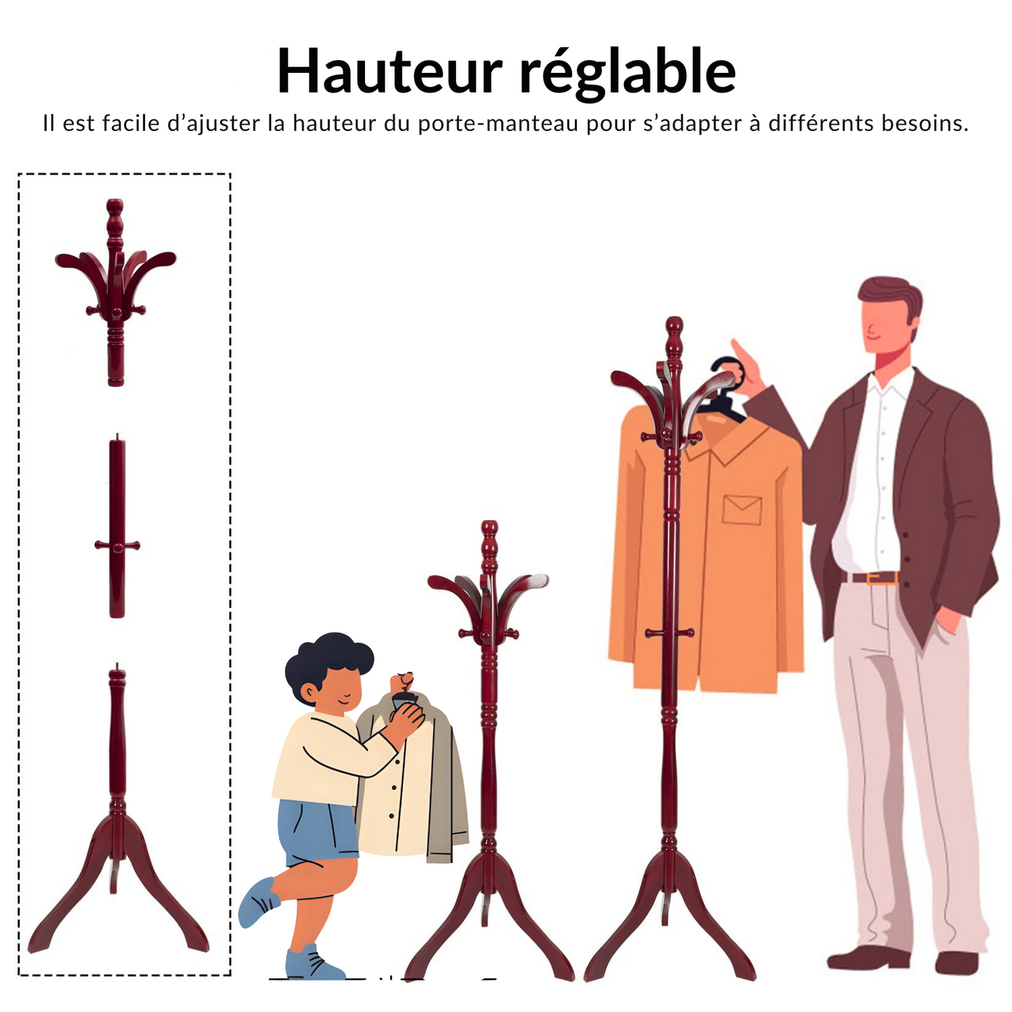 Porte manteau sur pied en bois authentique et décoratif - NOBRA