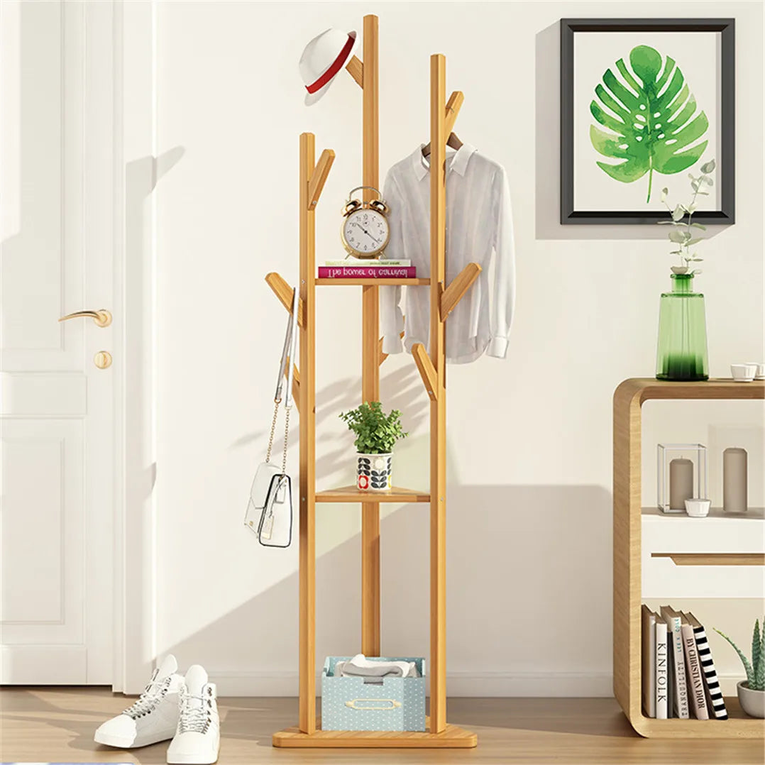 Porte manteau sur pied multi-crochet en bois naturel - ARBOREA
