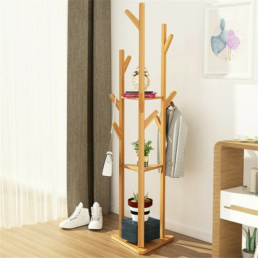 Porte manteau sur pied multi-crochet en bois naturel - ARBOREA