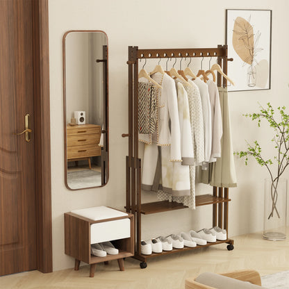 Portant vêtements en bois avec étagères & roulettes – AXIS LIGNI