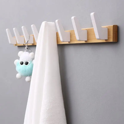 Porte manteau mural multi-crochet en bois naturel - MINIMA