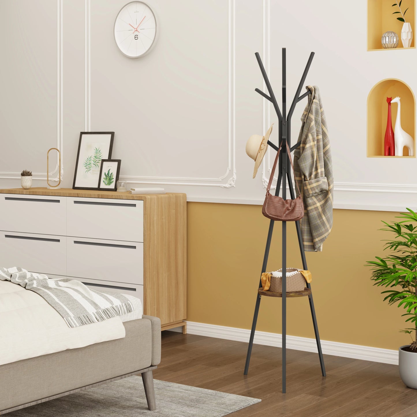 Porte manteau sur pied design avec tablette - TRIPOSA