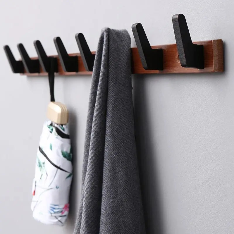 Porte manteau mural multi-crochet en bois naturel - MINIMA