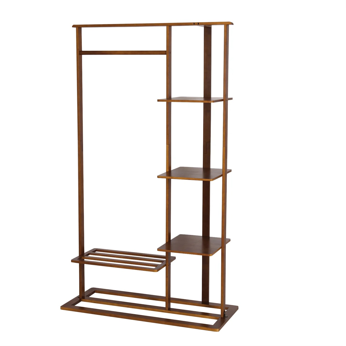Portant vêtement en bois avec étagère et tringle - LIGNORA