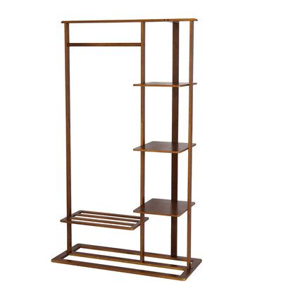 Portant vêtement en bois avec étagère et tringle - LIGNORA